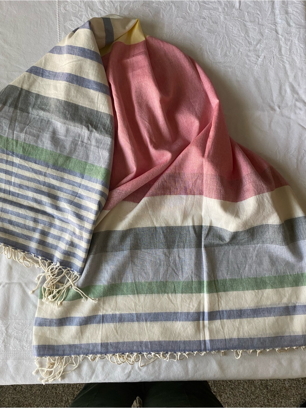 Polo by Ralph Lauren new with tag. Multicolor Striped 💯Cotton Fringe Throw